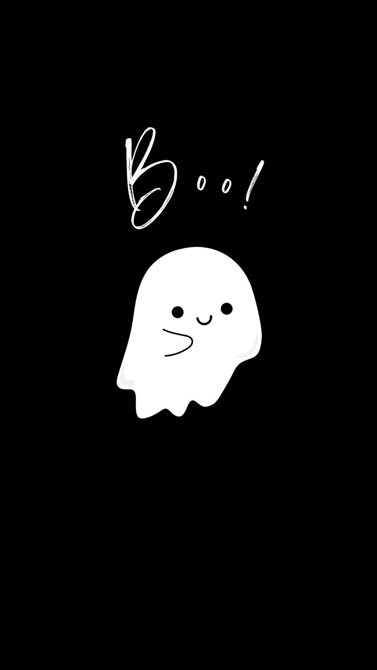 a black and white drawing of a ghost with the words boo on it's face