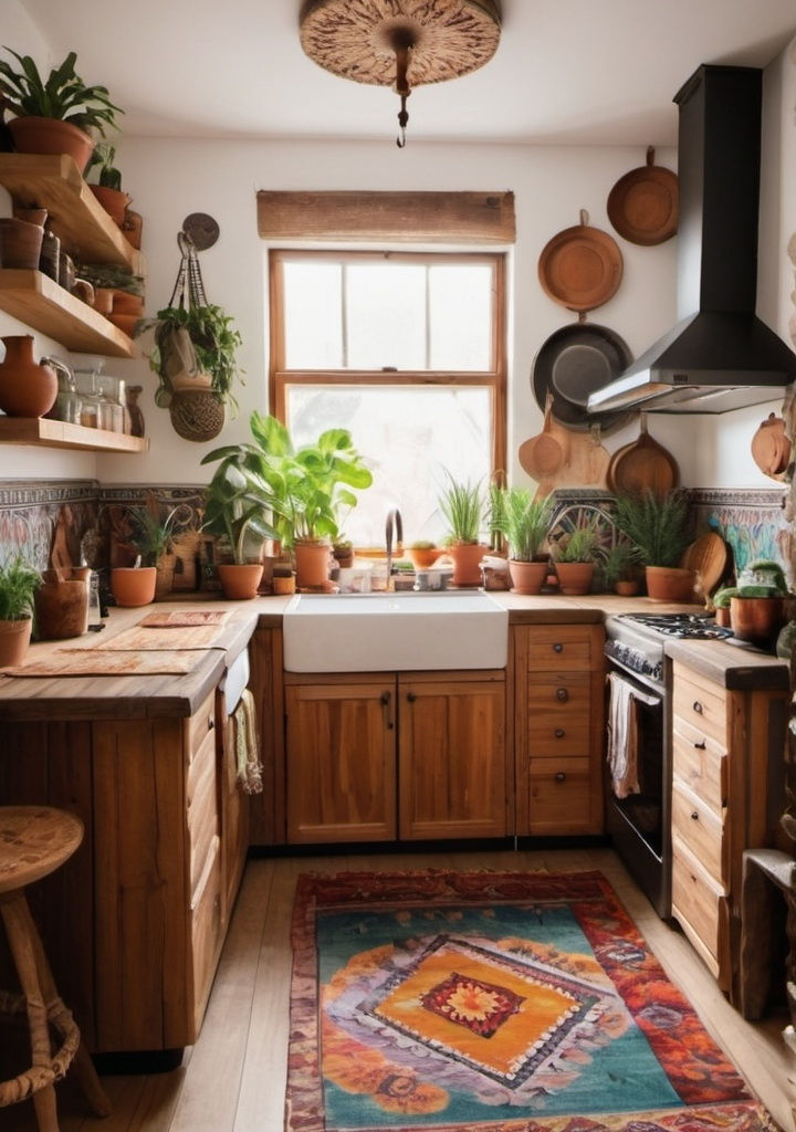 a kitchen filled with lots of potted plants next to a sink and stove top oven