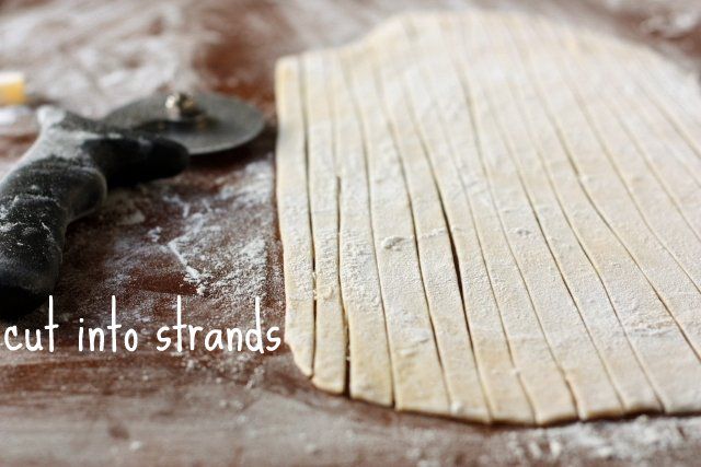 the dough has been cut into strips and is ready to be baked