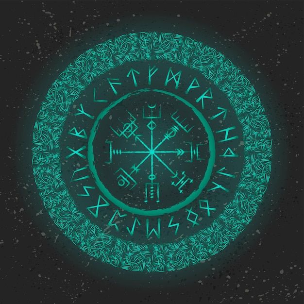 a green circle with symbols in the center on a black background royalty illustration stock illustration