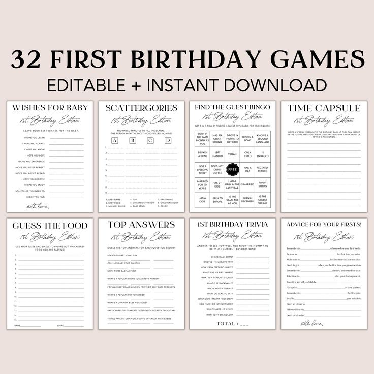 the printable birthday games for adults and children