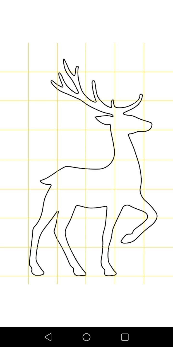 a drawing of a deer with lines on it's back and the outlines are drawn