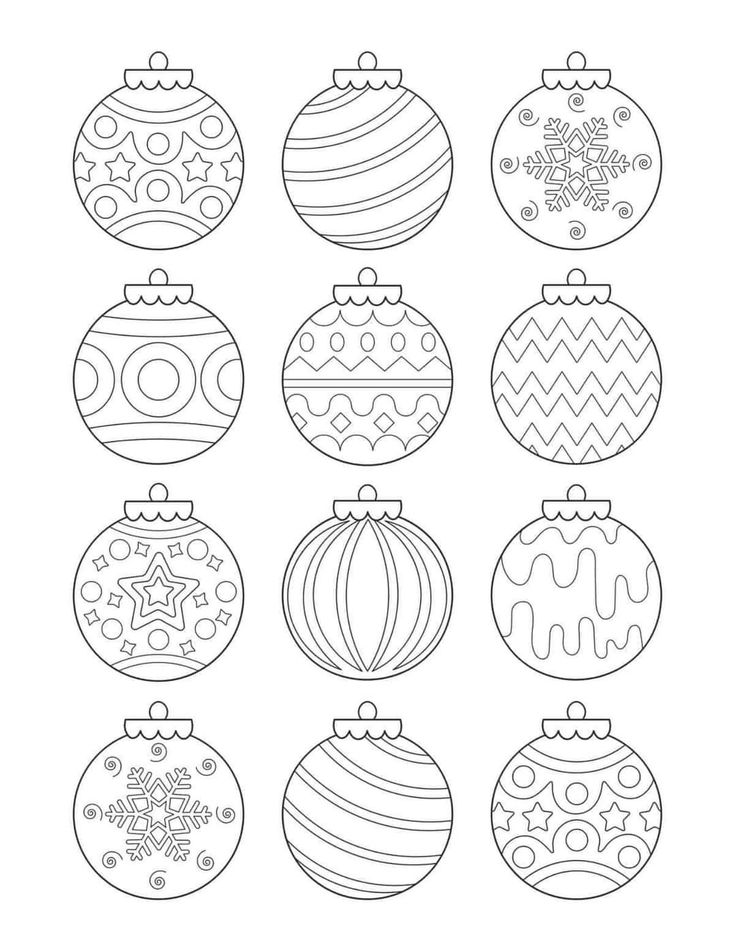 christmas ornaments coloring pages for adults and children to print out on the table or use as decorations