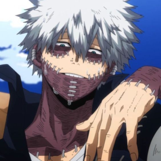 an anime character with white hair and black eyes, holding his hand up to his face