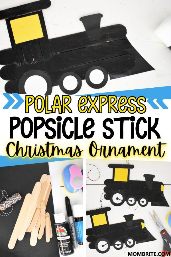 the polar express popsicle stick christmas ornament is made with construction paper and glue