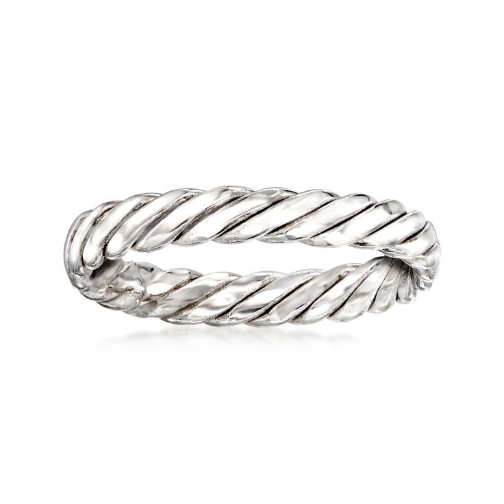 Ross-Simons - 14kt White Gold Twisted Ring Size 7. Handcrafted in 14kt white gold, this classic twisted ring looks sleek and sophisticated whether worn solo or stacked. 1/8" wide. 14kt white gold twisted ring. Jewelry Presentation, Twisted Ring, Twist Ring, Bare Necessities, Ring Pictures, Size 10 Rings, White Ring, 14kt Gold, White Gold Rings