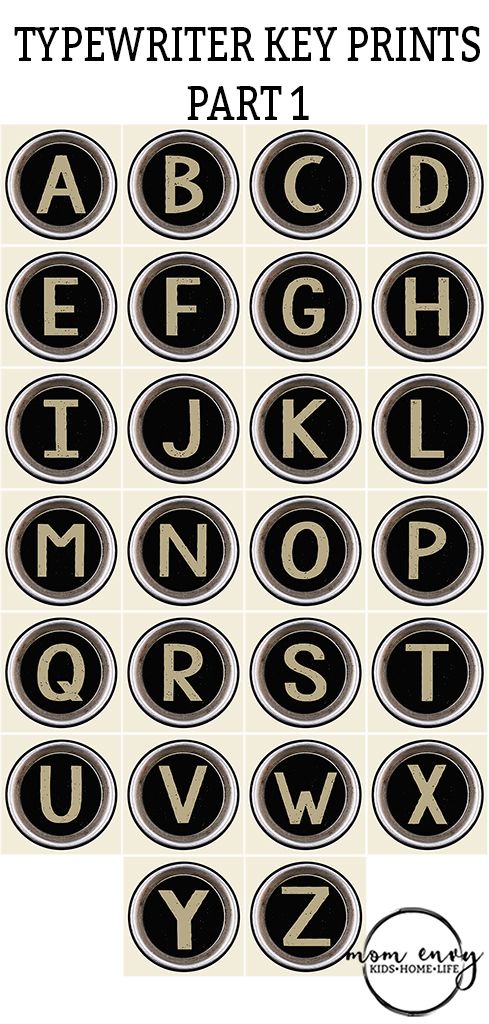 a set of black and white typewriter keys with the letters in each letter on them