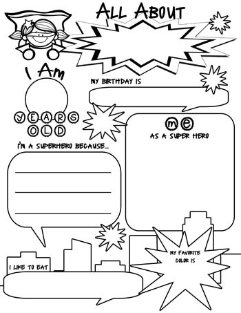 an all about me comic book page with text and pictures on it, including the title