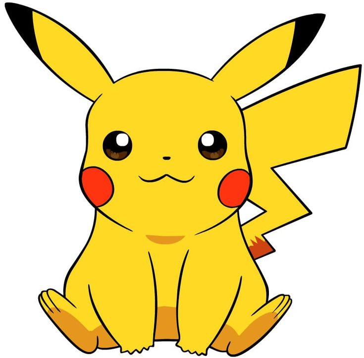 a cartoon pikachu sitting on the ground with its eyes wide open and big ears