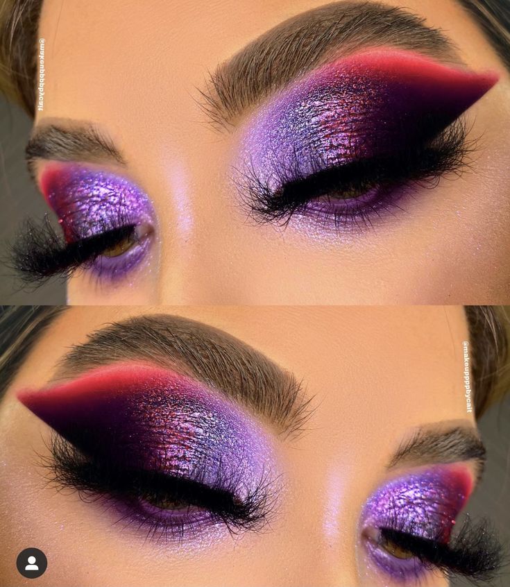 Purple And Red Makeup, Red And Purple Makeup, Burlesque Makeup, Makeup Collage, Purple Makeup Looks, Carnival Makeup, Purple Eye Makeup, Ruby Woo, Makeup For Black Skin