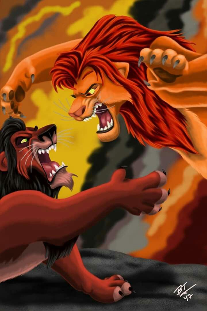 Simba and Scar fight in this scene from The Lion King by Disney. Scar And Simba, Scar Rey Leon, Lion King Images, Scar Lion King, King Pictures, Lion King 3, King Drawing, Simba Lion, Lion King 1