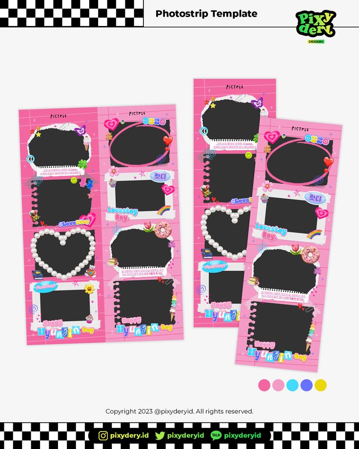 two pink frames with hearts on them