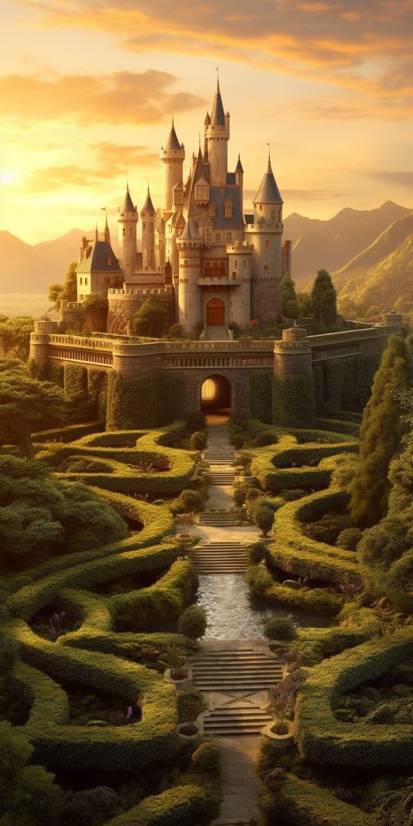 an image of a castle that looks like it is in the middle of a maze