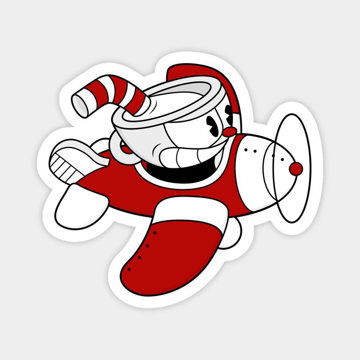 a red and white cartoon character flying through the air