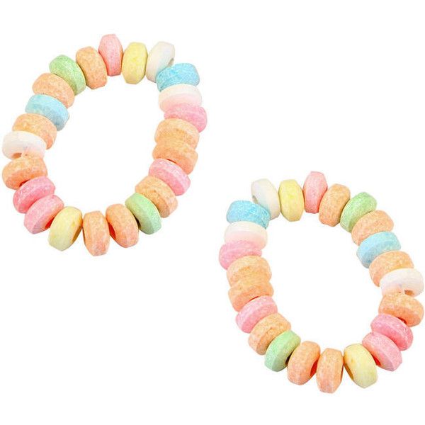 two bracelets that are made out of marshmallows and one is colored