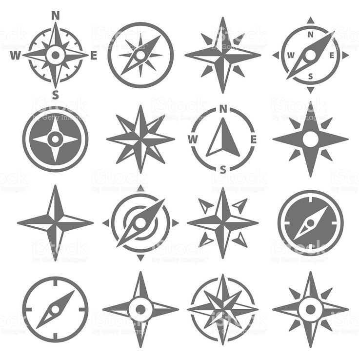 a set of different compass symbols