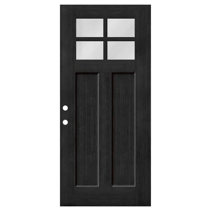 a black door with two glass panels