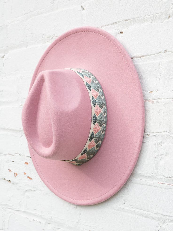 Pink Wide Brim Felt Spring Hat