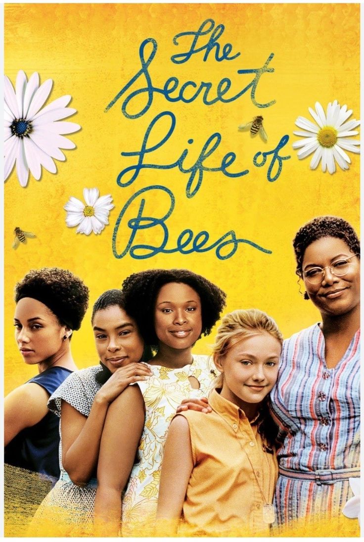 the secret life of bees poster with four women and one man standing in front of flowers