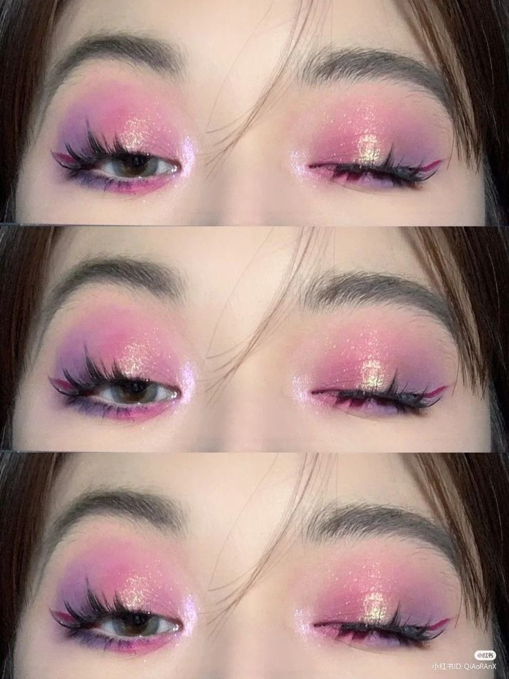 Purple And Pink Eye Makeup, Purple Pink Eye Makeup, Pink Purple Makeup Looks, Pink And Purple Makeup Looks, Pink Purple Eye Makeup, Cute Pink Makeup Looks, Purple And Pink Makeup, Pink And Purple Eye Makeup, Pink And Purple Makeup