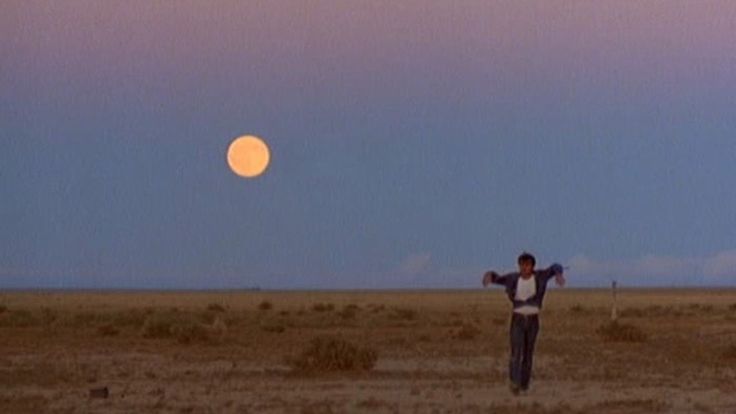 a man standing in the middle of an open field