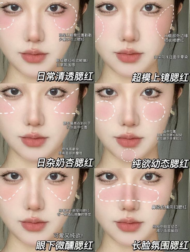 Concealer Placement Douyin, Blush Placement Douyin, Douyin Blush Placement, Blush Placement Face Shapes, Blush Makeup Tutorial, Maybelline Fit Me Blush, Fit Me Blush, Layout Makeup, Makeup Layout