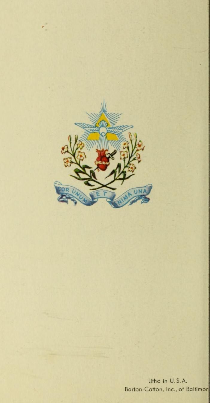 the coat of arms is shown in blue and yellow on a white background with a ribbon around it