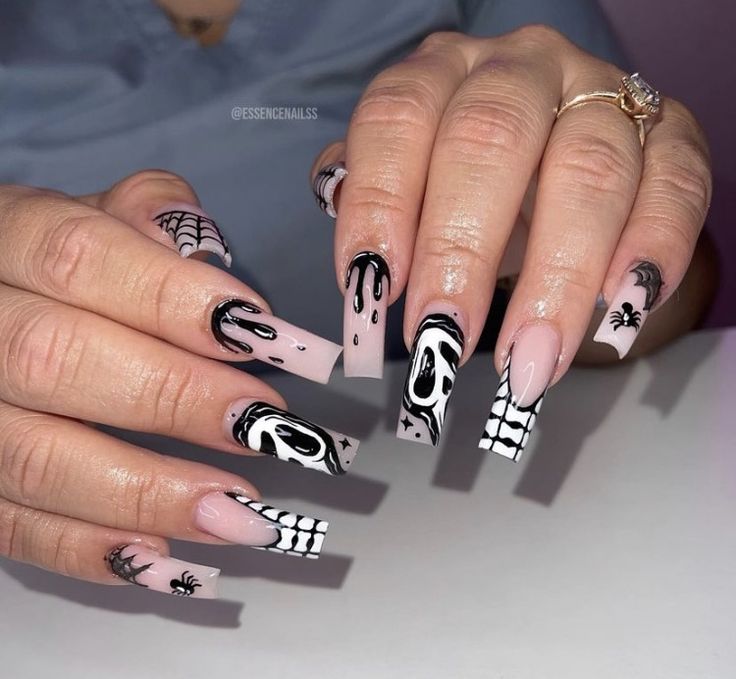 Ghost Face Nails, Face Nails, Horror Nails, Manicure Nails, Nail Growth, Ghost Face, Ghost Faces, Gel Manicure, Nail Manicure