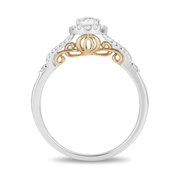 Enchanted Disney Fine Jewelry 14K White and Yellow Gold With 1/2 cttw Cinderella Engagement Rings, Disney Engagement Rings, Enchanted Disney, Enchanted Disney Fine Jewelry, Disney Fine Jewelry, Cinderella Wedding, Online Gold Jewellery, Bridal Jewelry Collection, Solitaire Earrings