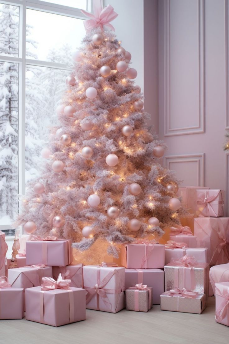 pink christmas aesthetic pastel christmas décor pastel christmas pastel candy christmas tree A Pink Christmas, White House Christmas, Pink Xmas, Annual Sale, Pink Christmas Decorations, Christmas Inspo, Pink Christmas Tree, Wonderful Time Of The Year, Break Out