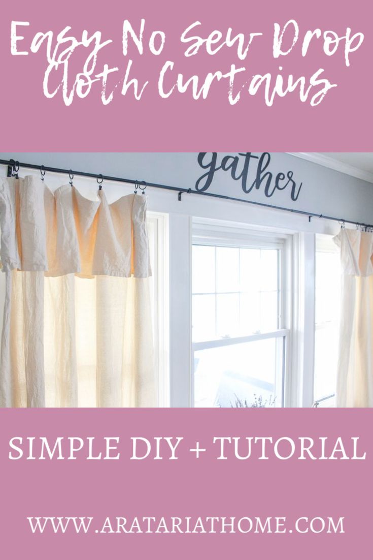 an easy no sew curtain with the words gather on it