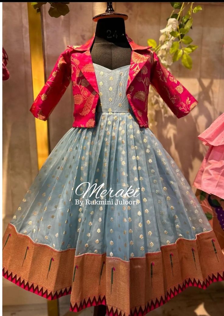 Lehenga Design For Kids Girl, Frock With Coat, Long Frocks For Kids, Langa Blouse, Cotton Frocks For Kids, Kids Frock, Frocks For Kids, Kids Party Wear Dresses, Kids Dress Collection