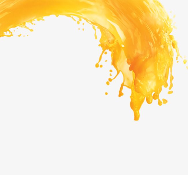 orange juice splashing into the air on a white background