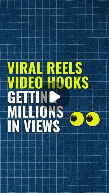 an advertisement for virtual reels and video hooks on a blue tile background with yellow eyes