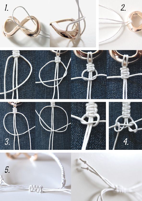 instructions for how to make an easy knot bracelet with wire and metal beads on the ends