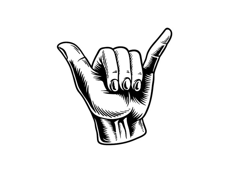 a black and white drawing of a hand making the v sign with it's fingers