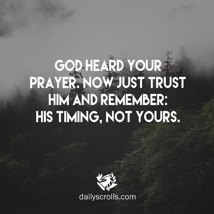 the words god heard your prayer now just trust him and remember his time, not yours