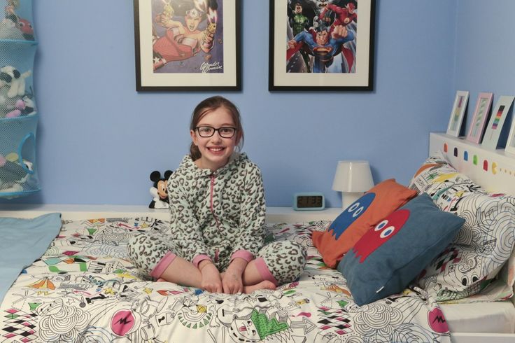 Emily loves her Ikea hack bedroom with mid-sleeper cabin bed and hidden secret den underneath. Look at the Pac-man ghost cushions we made and brightly coloured Ikea duvet covers.There are Superhero framed prints & shelf for her Tsum-Tsums. Click through to see how we did it. Ikea Kids Bed, Childrens Cabin Beds, Kura Bed Hack, Ikea Duvet, Ikea Hack Bedroom, Ikea Bed Hack, Ikea Kura Bed, Mid Sleeper, Bed Steps