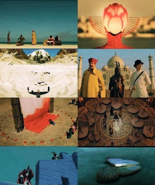 the collage shows several different scenes from movies