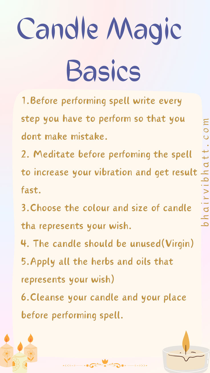 a poster with instructions for candle magic basics