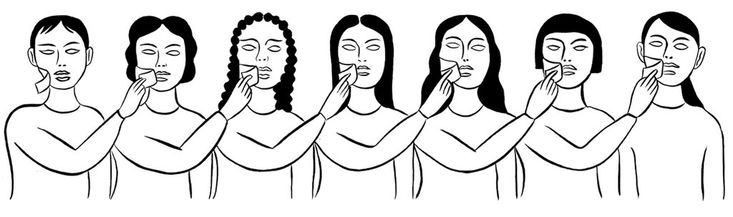 a line drawing of people with their hands in front of their faces, and one person covering his mouth