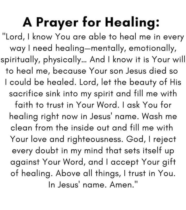 a prayer with an image of jesus and the words'a prayer for healing '