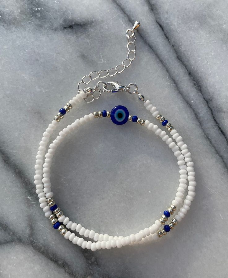 Green And Blue Beaded Necklace, Evil Eye Bead Necklace, White Evil Eye Beaded Necklace, Evil Eye Seed Bead Necklace, Midnights Accessories, Blue And White Beaded Necklace, Evil Eye Beaded Necklace, Blue And White Bracelet, Evil Eye Jewellery