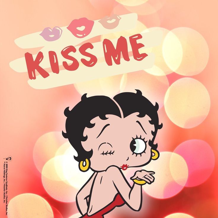 an image of a cartoon character holding a kiss me sign