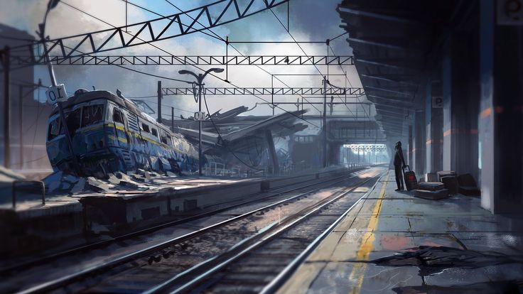 artwork, Fantasy Art, Apocalyptic, Train Station, Train Wallpaper |  Painting wallpaper, Train wallpaper, Background images