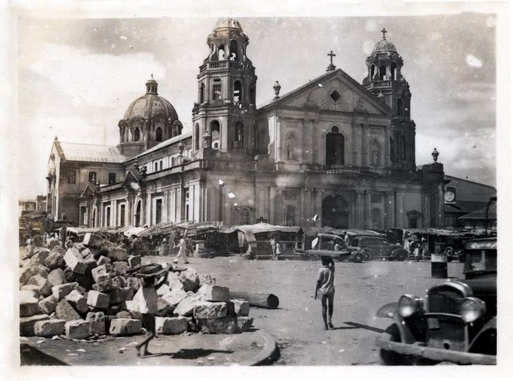 an old black and white photo of a church