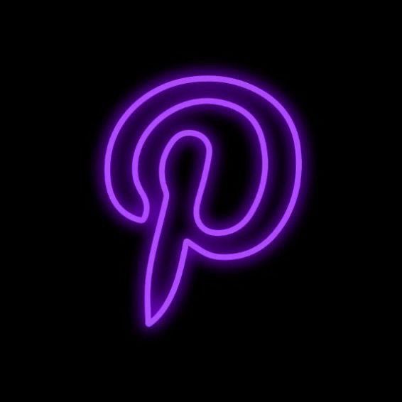 a purple neon sign in the dark with an arrow pointing up to it's left side