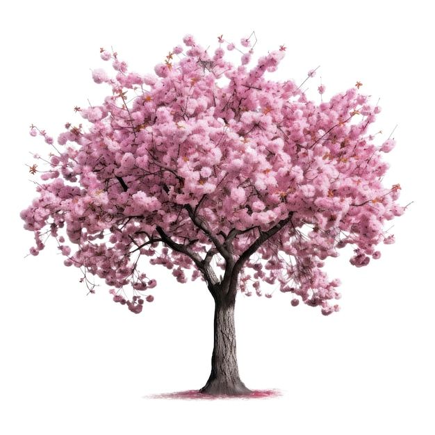 a pink tree with lots of leaves on it's trunk and branches in the center