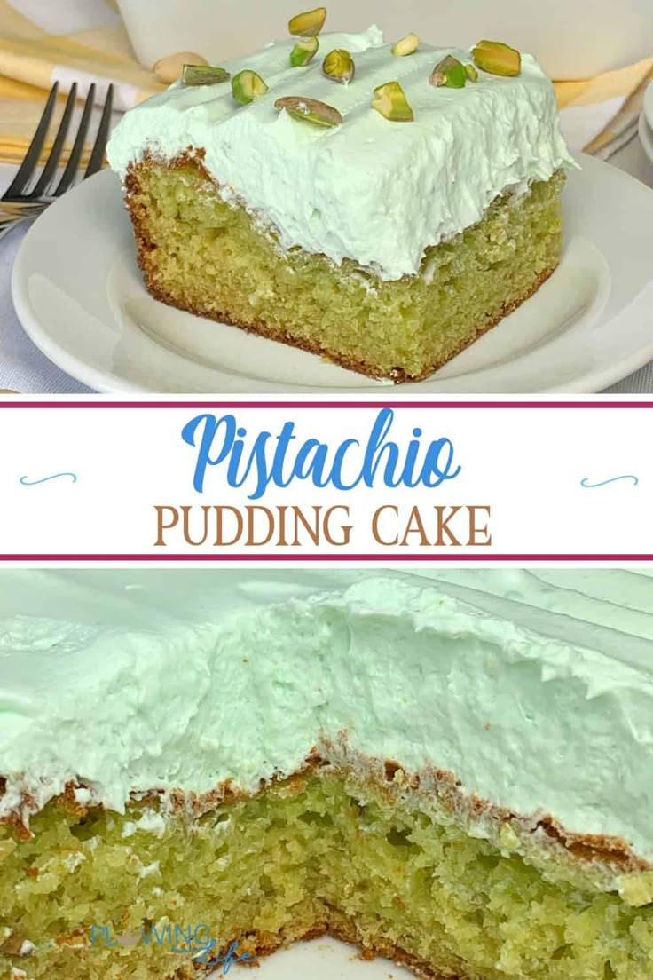 there is a cake with white frosting and pistachio toppings on it