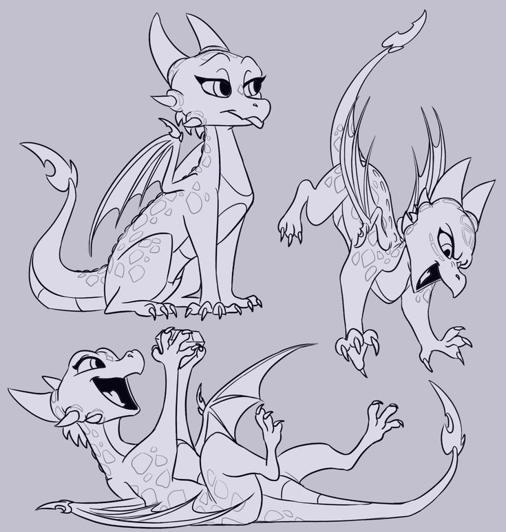 three different types of dragon drawings